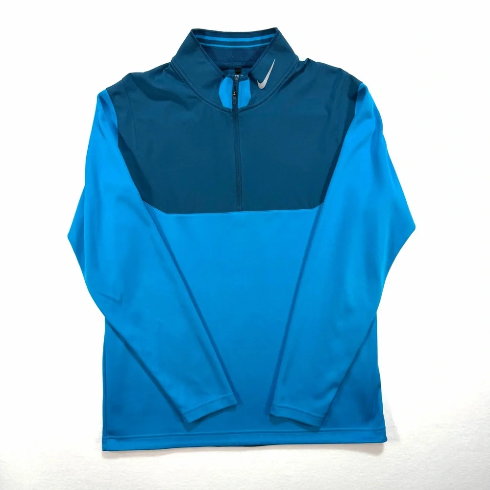 Nike Men’s Dri-Fit Golf Quarter 1/4 Zip Pullover Shirt Large L Base Layer Blue - Picture 1 of 4